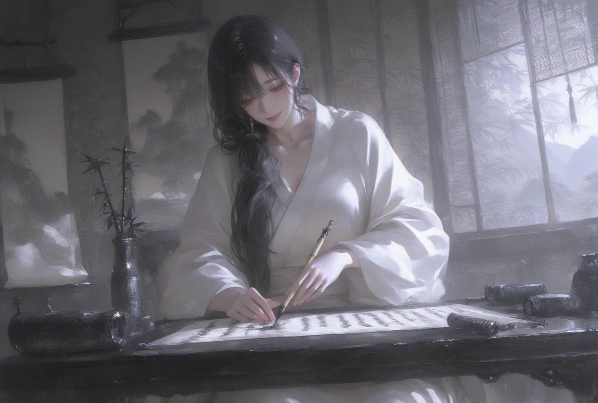 臭小子，非要娘来给你研墨？-pixiv插画-作品交流服务