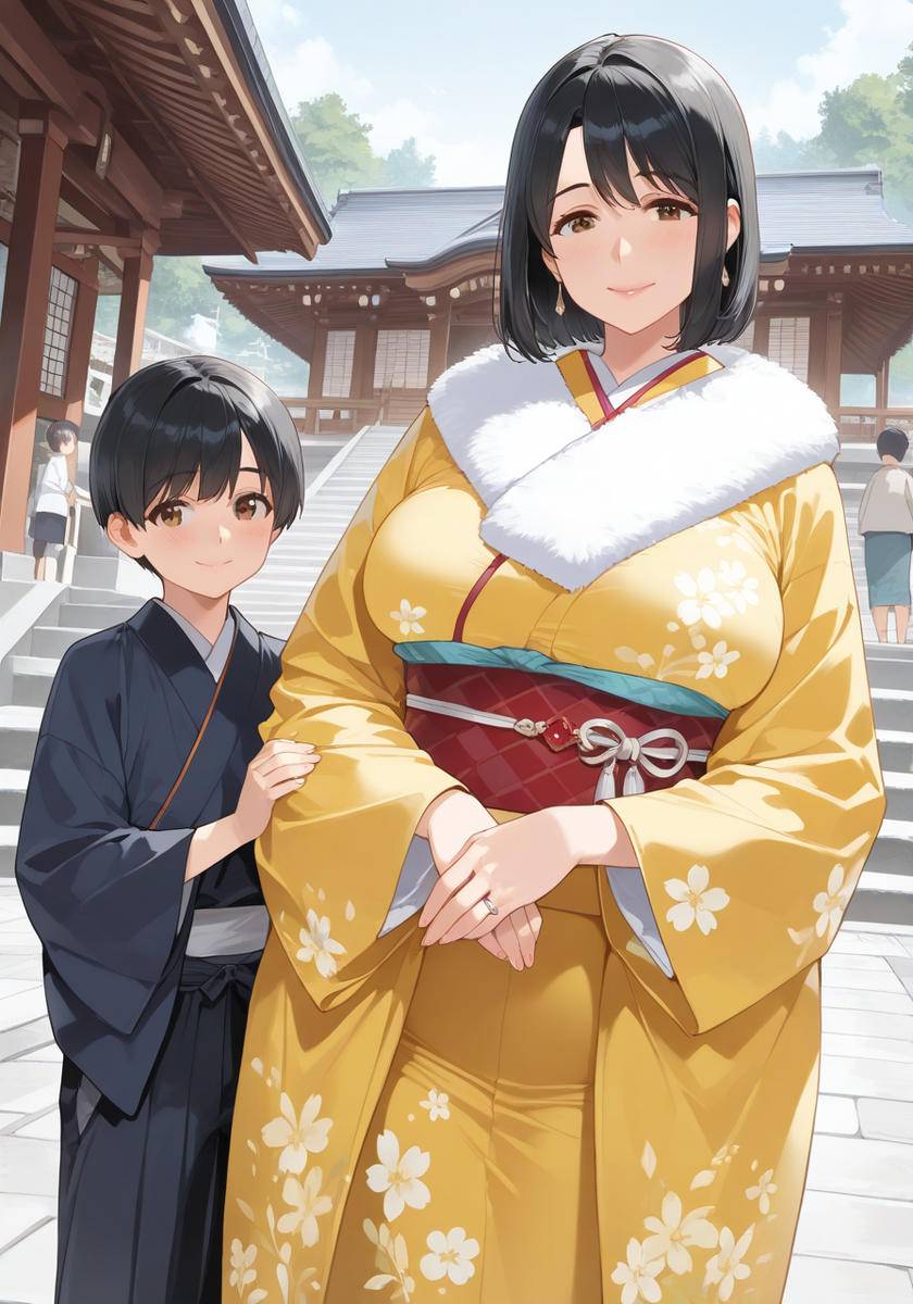 初詣♡KanoMommy hatsumode-pixiv插画-作品交流服务