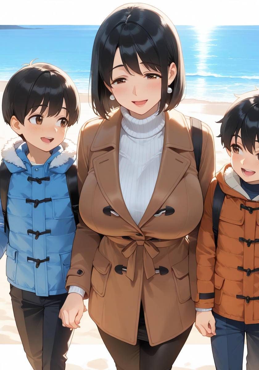 海辺の冬散歩♡Winter beach walk-pixiv插画-作品交流服务