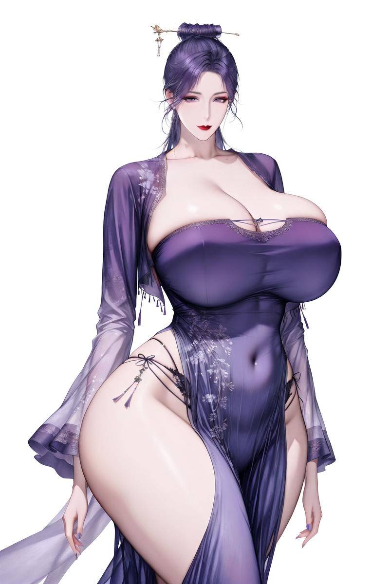 漫惹炉烟双袖紫，紫玉钗斜灯影背。-pixiv插画-作品交流服务