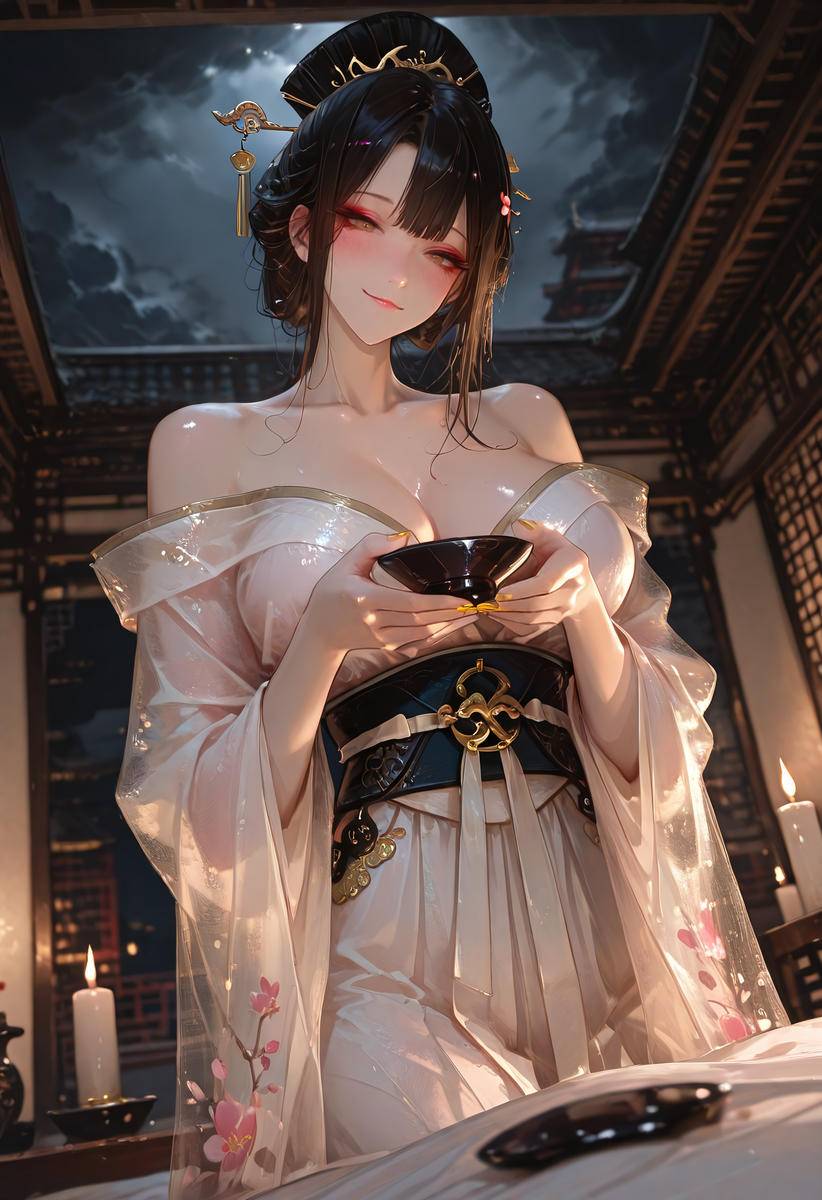 金簪委地染春红，莲魄飘摇烛泪融-pixiv插画-作品交流服务