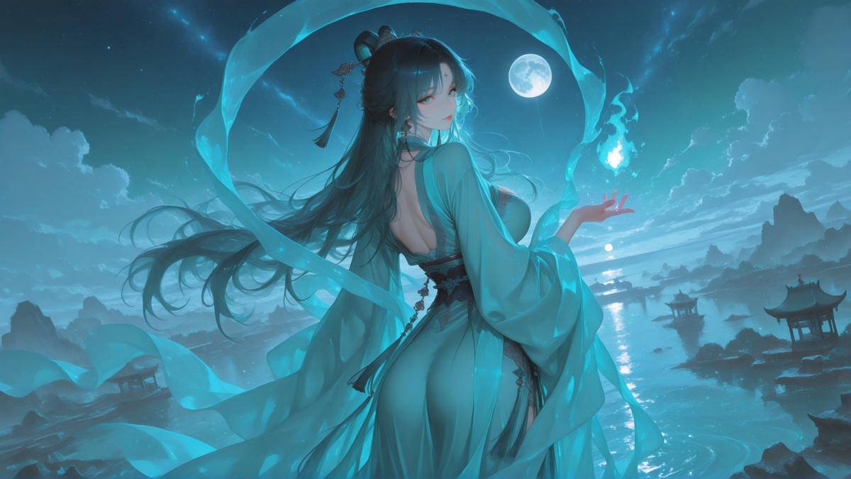 青澜锁月，幽荧引梦-pixiv插画-作品交流服务